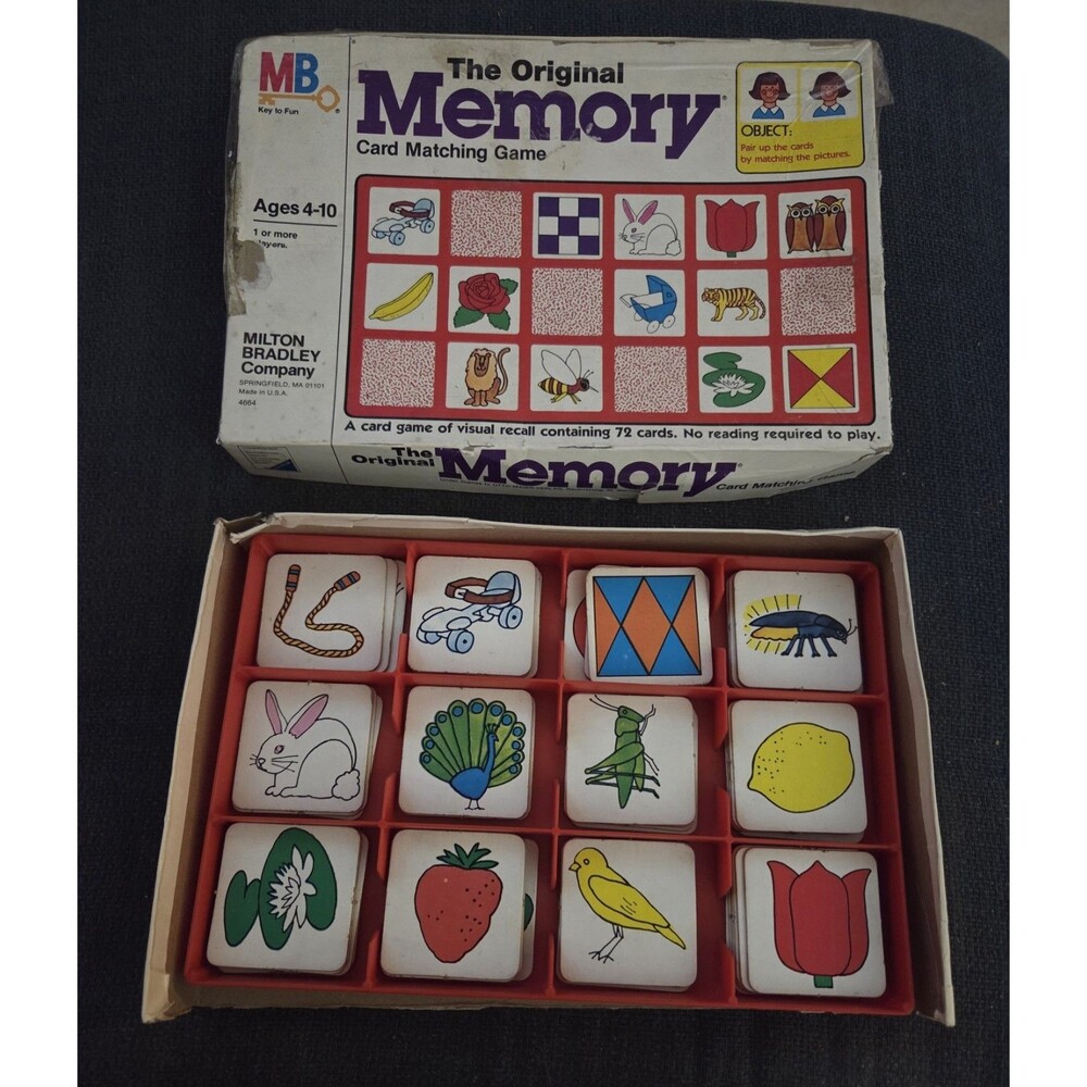 Vintage 1980 MB Original Memory Card Matching Game 34 Of 36 Pairs